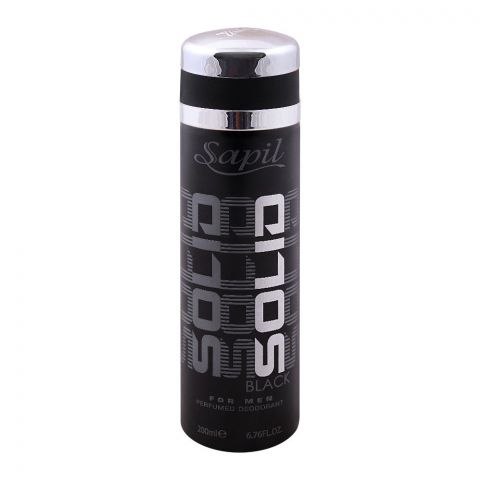 Sapil Solid Black Men Deodorant Body Spray, 200ml