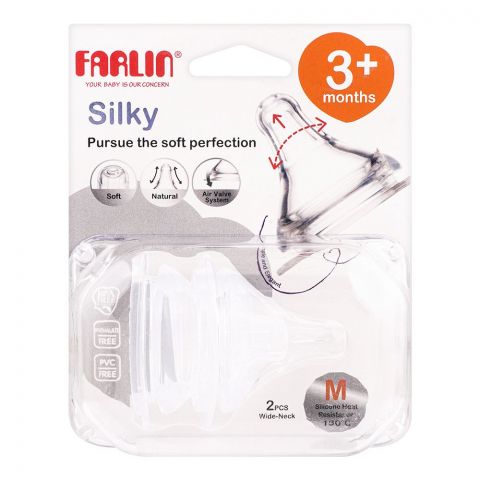 Farlin Silky Wide Neck Nipple, 3 Months+, 2-Pack, AC-22004-M