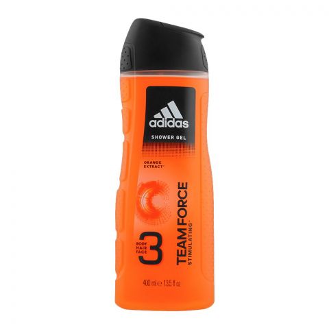 Adidas Team Force Stimulating Face, Hair & Body Shower Gel, 400ml