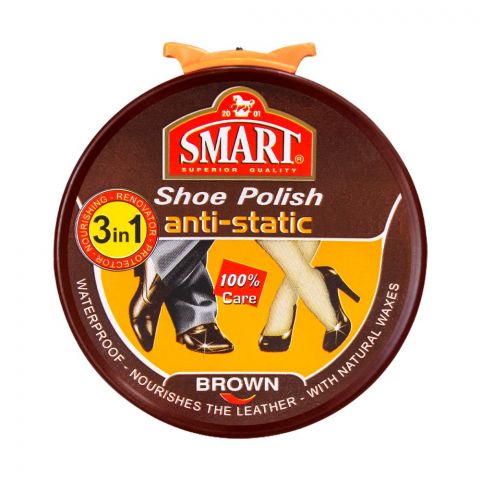 Smart 3-In-1 Shoe Polish Anti-Static, Brown, 50ml