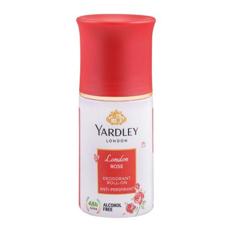 Yardley London Rose Roll-On Deodorant, For Women, Alcohol Free, 50ml