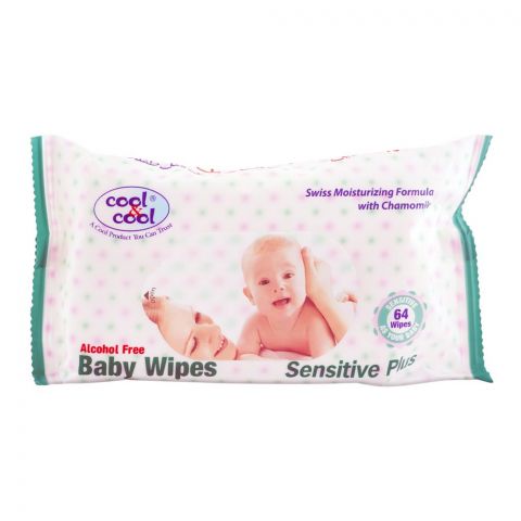 Cool & Cool Sensitive Plus Alcohol-Free Baby Wipes, 64-Pack