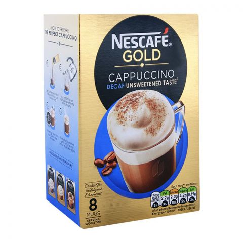Nescafe Gold Cappuccino Decaf Unsweetened Coffee 8x15g