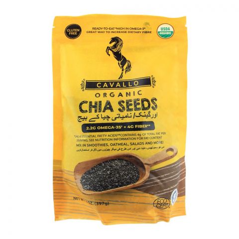 Cavallo Organic Chia Seeds, Gluten Free, 397g, 14oz