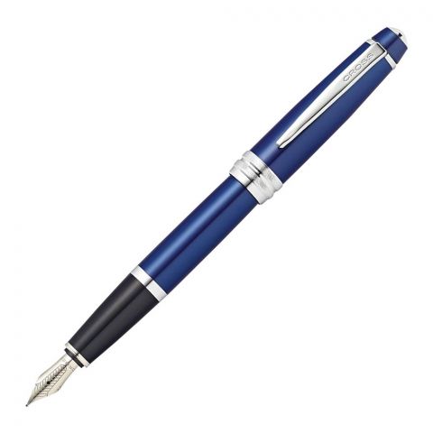 Cross Bailey Blue Lacquer Fountain Pen with Stainless Steel, Medium Nib, AT0456-12MS