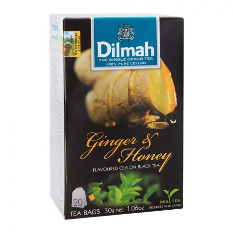 Dilmah Ginger & Honey Flavoured Ceylon Black Tea, 20 Tea Bags