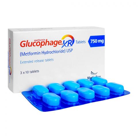 Martin Dow Glucophage XR Tablets, 750g, 3 X 10 Tablets