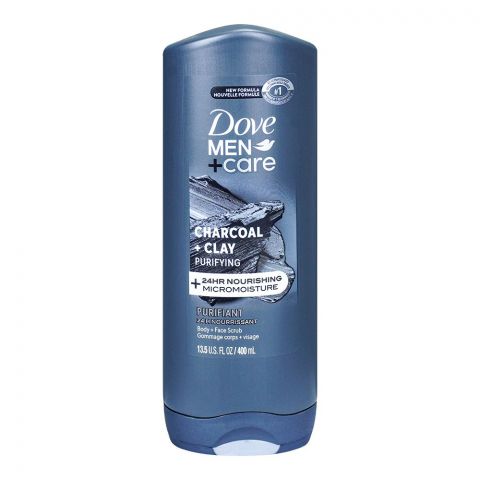 Dove Men+ Care Charcoal + Clay Purifying Micro Moisture Body & Face Wash, 400ml
