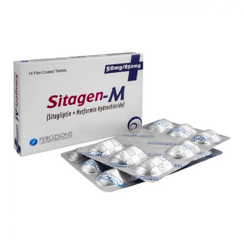Ferozsons Laboratories Sitagen-M Tablet, 50mg/850mg, 14-Pack