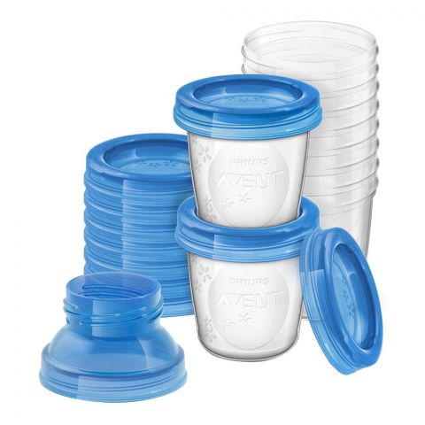 Avent 10 Reusable Breast Milk Storage Cups, 180ml, Leak Proof, SCF618/10