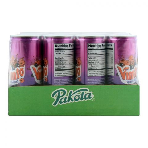 Pakola Vimto Sparkling Fruit Flavour Drink Can 250ml, 12 Pieces