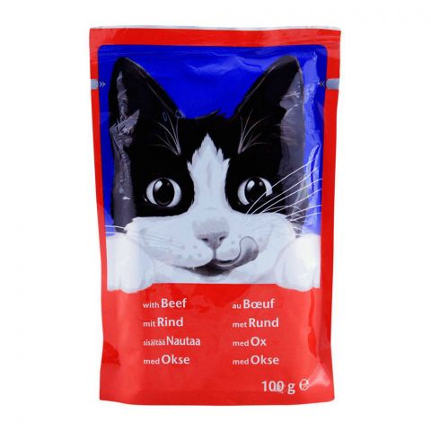 Felix With Beef Cat Food, Pouch, 100g