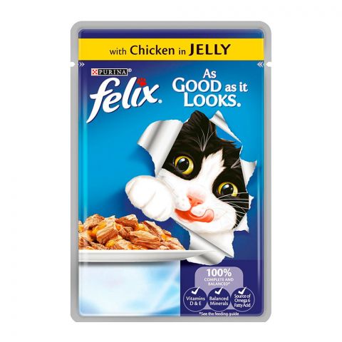 Felix As Good As It Looks With Chicken In Jelly, Cat Food, 100g, Pouch