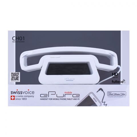 SwissVoice ePure Mobile Corded Handset, White, CH01