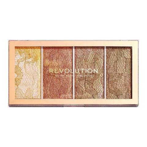 Makeup Revolution Intense Metallic Cream Highlighter Palette, Vintage Lace, 4-Pack