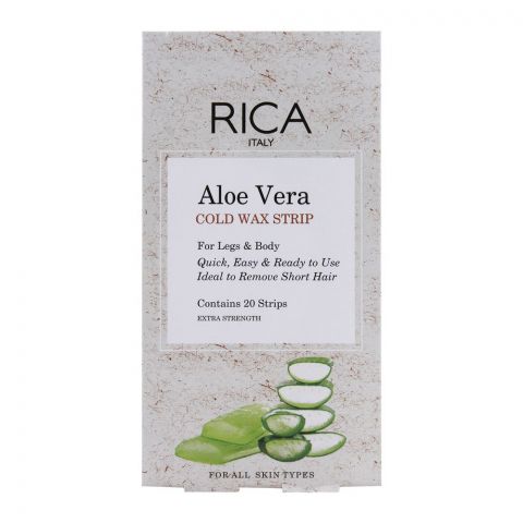 RICA Aloe Vera Cold Wax Strip, Legs & Body, All Skin Types, 20-Pack