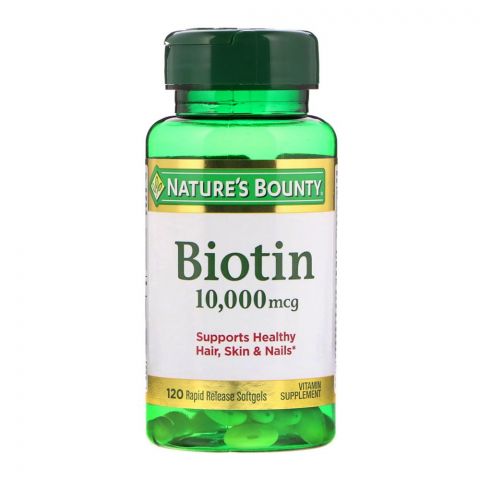 Nature's Bounty Biotin 10,000mcg, 120 Softgels, Vitamin Supplement