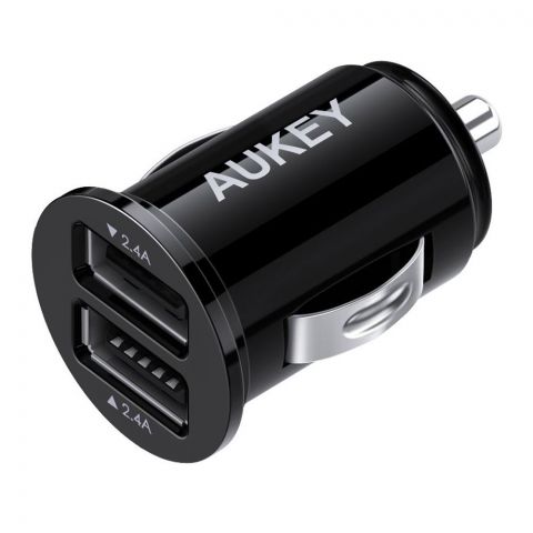 Aukey Dual Port Flush-Fit USB Car Charger, Black, CC-S1