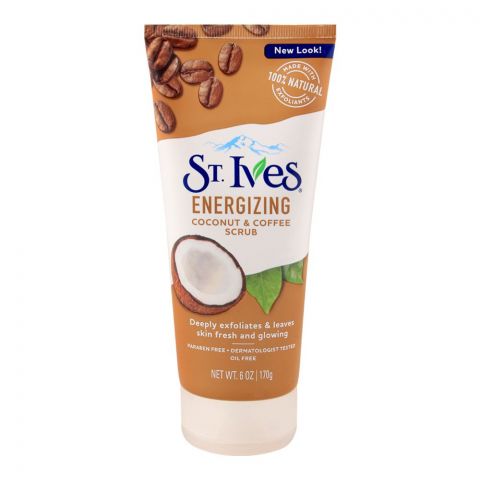 St. Ives Energizing Coconut & Coffee Scrub, Tube, Paraben & Oil Free, 170g