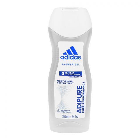 Adidas Adipure Moisturising Cotton Tech Shower Gel, 250ml