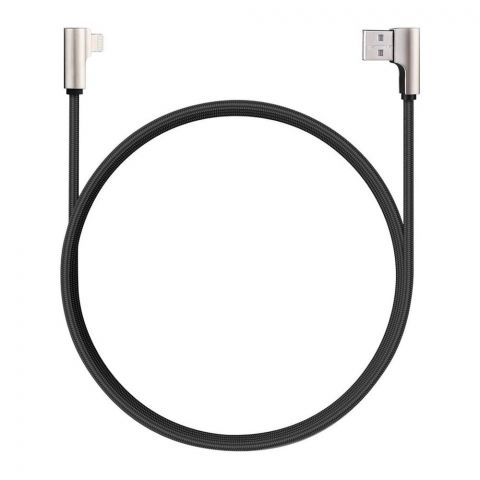 Aukey 90 Degree Braided Nylon iPhone Sync & Charge Cable, 3.95ft/1.2m, Black, CBBAL6