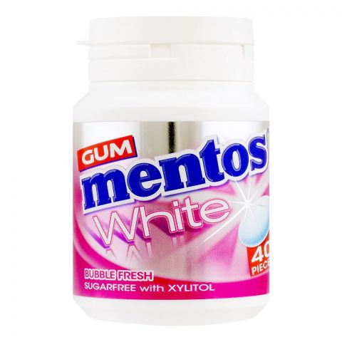 Mentos White Bubble Fresh Sugar-Free Gum, 40-Pack Bottle