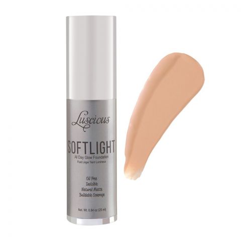 Luscious Cosmetics Soft Light All Day Glow Foundation, Natural Matte, 2.5
