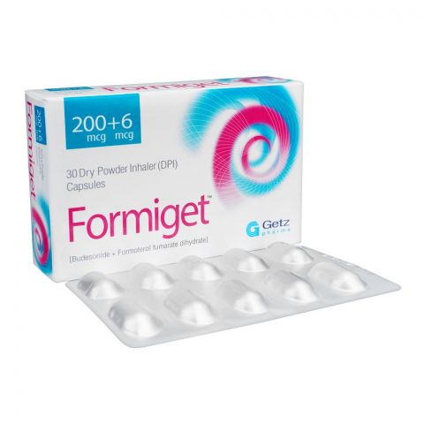 Getz Pharma Formiget Capsules, 200mcg+6mcg, 30 Dry Powder Inhaler DPI Capsules