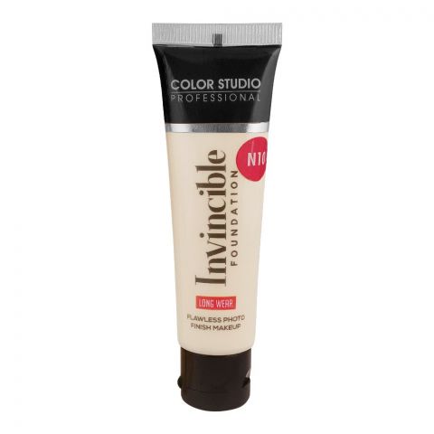 Color Studio Flawless Photo Finish Makeup Invincible Foundation, Long Wear, Water Resistant, SPF 12, 30ml, N10 Porcelain