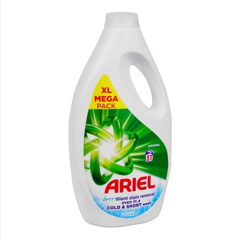 Ariel Liquid Original, 51 Washes, XL Mega Pack, Stain Removal Even In A Cold & Short Wash, 1785ml