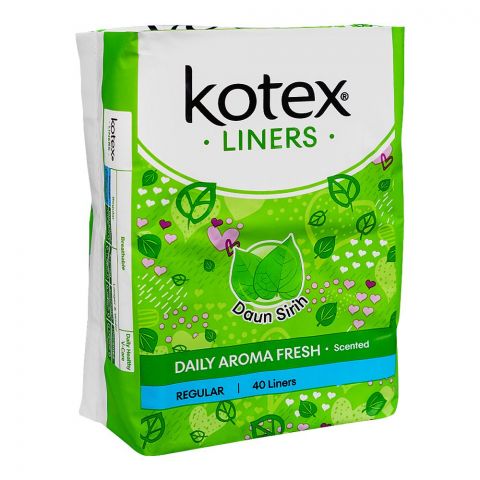 Kotex Betel Leaf Daily Aroma Fresh Scented, Regular Panty Liner, 40-Pack
