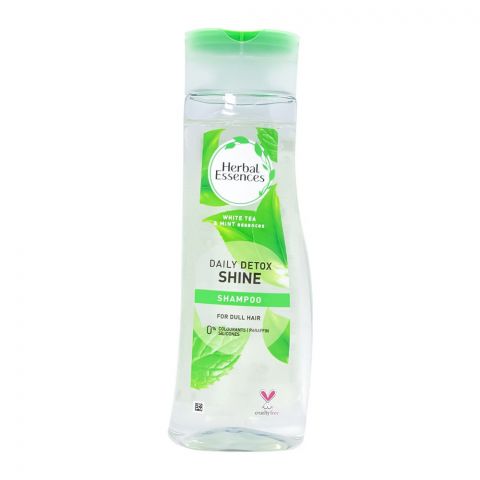 Herbal Essences Daily Detox Shine White Tea & Mint Essences Shampoo, For Dull Hair, 0% Colourants, Paraffin, Silicones, Cruelty-Free, 400ml
