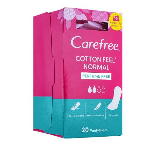 Carefree Cotton Feel Perfume Free Noraml Pantyliner, 20-Pack