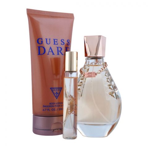 Guess Dare For Women Perfume Set For Women, EDT 100ml + Body Lotion 200ml + Travel Spray 15ml