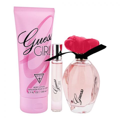 Guess Girl Gift Set for Women, Eau De Toilette 100ml + Body Lotion 200ml + Travel Spray 15ml