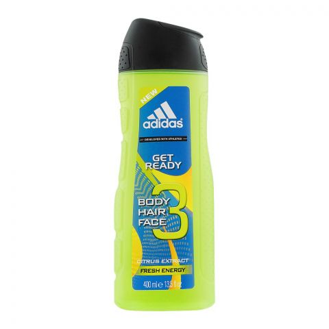 Adidas Get Ready Citrus Extract Face, Hair & Body Shower Gel, 400ml