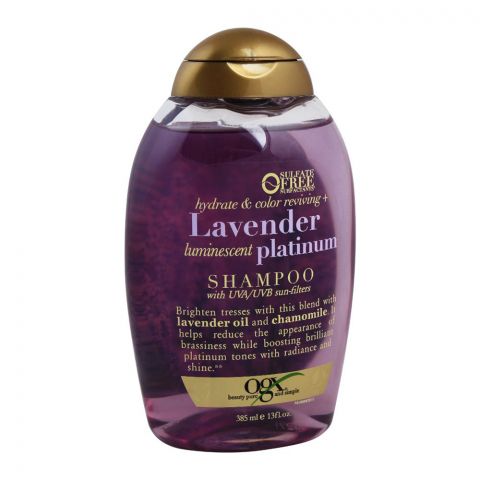 OGX Hydrate & Color Reviving + Lavender Luminescent Platinum Shampoo, Sulfate Free, 385ml