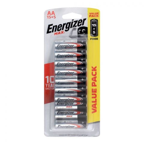 Energizer Max AA Batteries, 15+5 Value Pack, BP-15+5