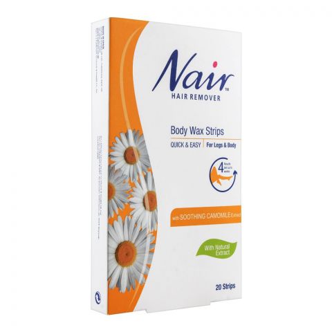 Nair Body Wax Strips, With Soothing Camomile Extract, For Legs & Body, 20-Pack