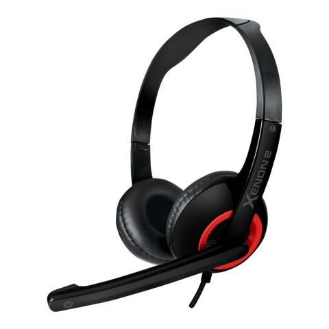 SonicEar Xenon 2 Headphones, Light & Comfortable With Clear Voice Audio, G.Black/Festive Red, 15mW