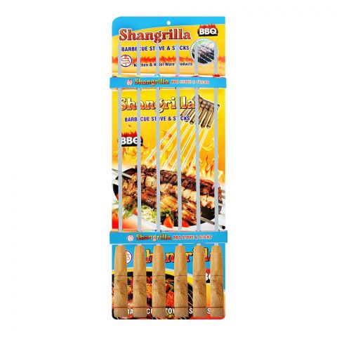 Shangrilla Stainless Steel BBQ Sticks, Heavy, 6-Pack
