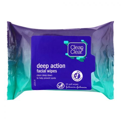Clean & Clear Deep Action Facial Wipes, 25's