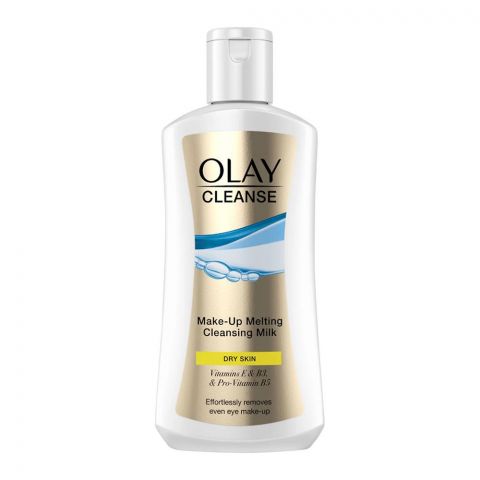 Olay Cleanse Make-Up Melting Cleansing Milk, Make-Up Remover, For Dry Skin, With Vitamin E, B3 + Pro-Vitamin B5, 200ml