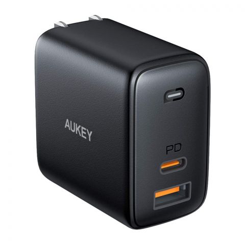 Aukey Omnia Mix 65W Dual Port Type-C + USB 3.0 Wall Charger, Black, PA-B3