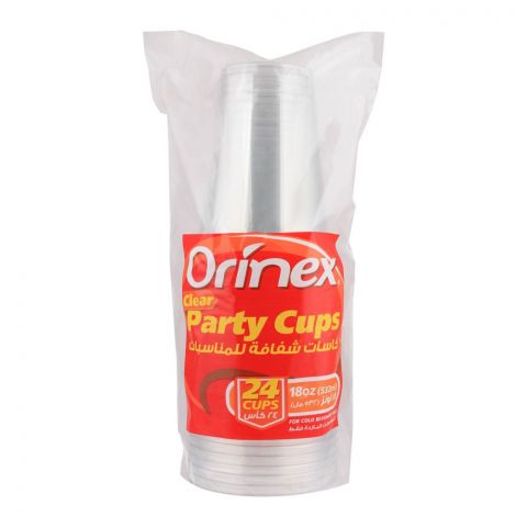 Orinex Clear Party Cups, 532ml/18oz, 24-Pack
