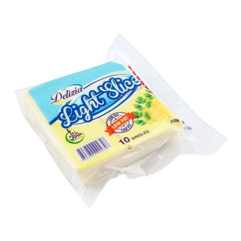 Delizia Light Slice Cheese, Low Fat, 10-Pack, 200g