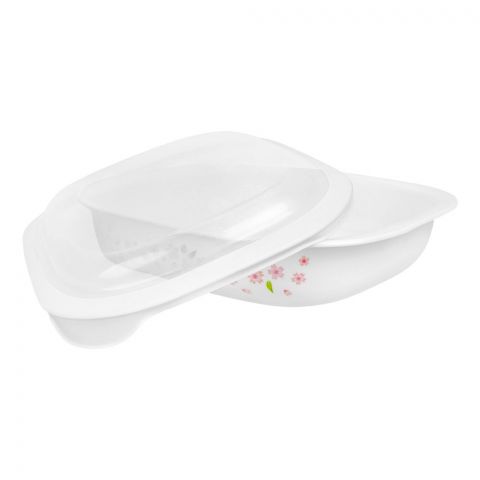 Corelle Oblong Dish Brushed Stroke Roses With Plastic Cover, 2.83 Liter, D-96-BSR