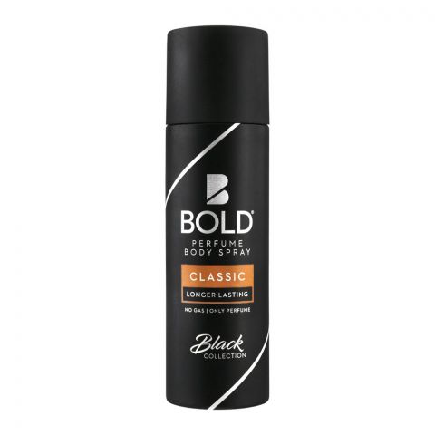 Bold Black Collection Classic Long Lasting Perfume Body Spray For Men, 120ml