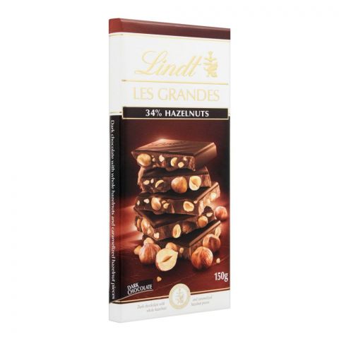 Lindt Les Grandes 34% Hazelnuts Dark Chocolate, 150g