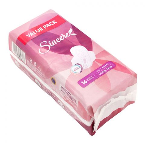 Sincere Ultra Thin Long Sanitary Napkins, 16 Pads, Value Pack